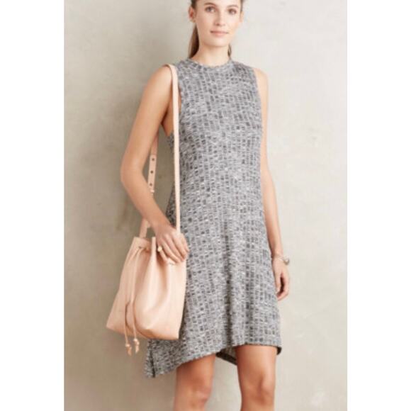 Maeve / Anthropologie Heather Gray Marled Sweater Tank Dress Lined Pockets Small - Picture 1 of 7